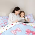 thumbnail image 4 of Manfei Pink Blue Gingham Bow Full Size Comforter Sets for Girls, Cute Ribbon Bows Bedding Sets, Polkadot Reversible, 3-Piece, 4 of 6