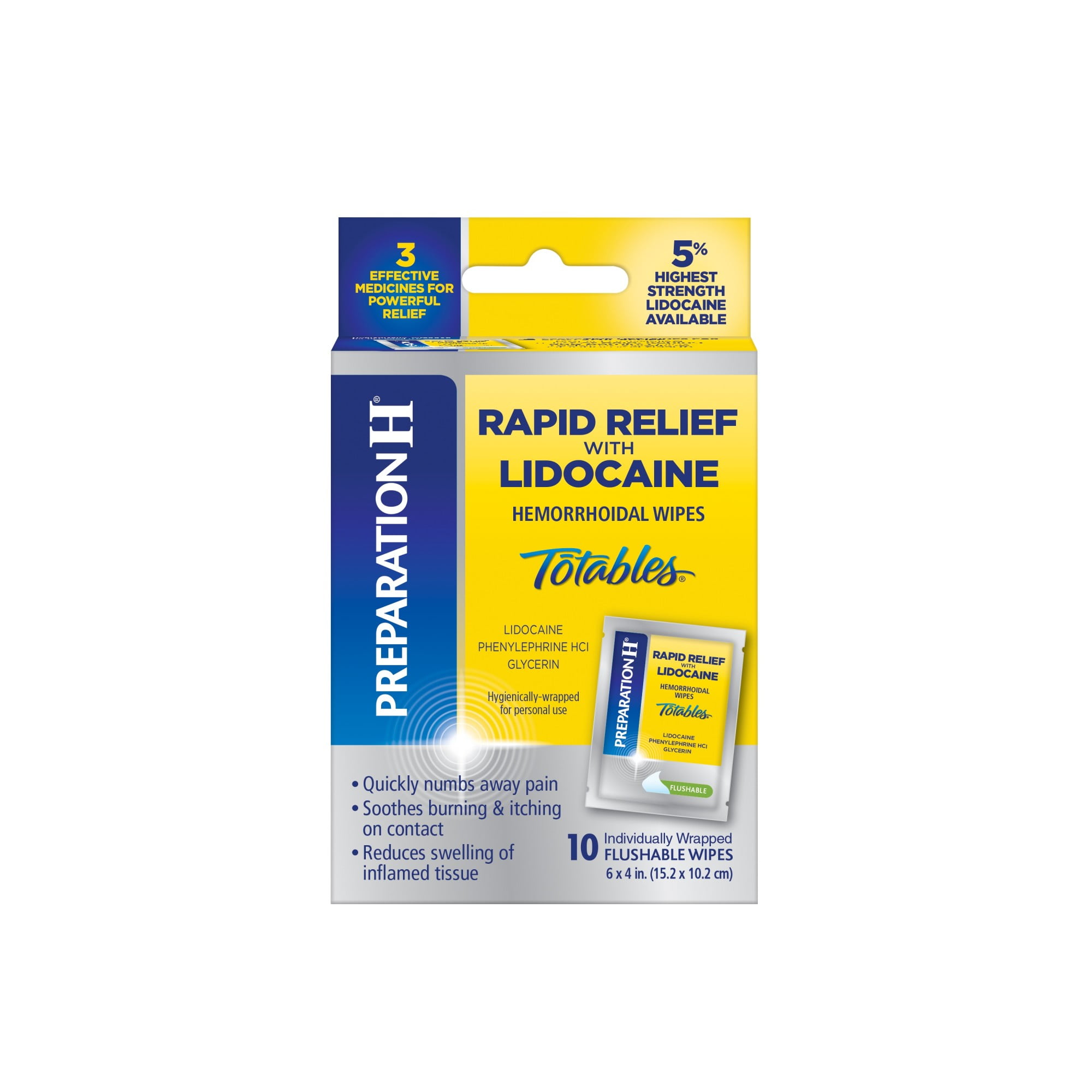 Preparation H Rapid Relief With Lidocaine Hemorrhoid Relief Flushable