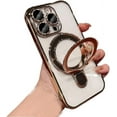 thumbnail image 5 of for iPhone Case,[Compatible with MagSafe] Ring Stand Holder Kickstand Electroplated Bumper Camera Lens Protection Clear Soft Shockproof Cover Phone Case (Purple,iPhone 14), 5 of 5
