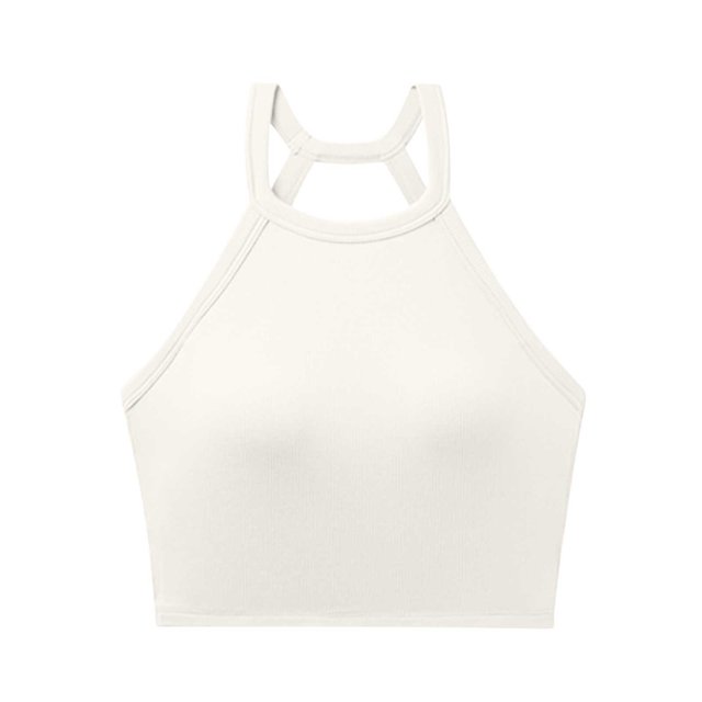 AherBiu Crop Tank Tops for Women with Built in Bra Ribbed Knitted Camisole Basic Going out Sleeveless Tops