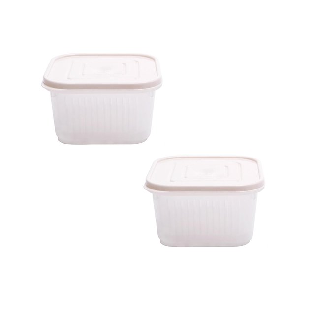 Oleegame 2PC Kids Snack Boxes For School Food Storage Container With Cover Sealed Compartment Dripping Transparent Kitchen Supplies Beige