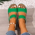 thumbnail image 5 of Green Ladies Fashion Peep Toe Slides With A Roomy Fit And Cushioned Platform Sole, 5 of 9