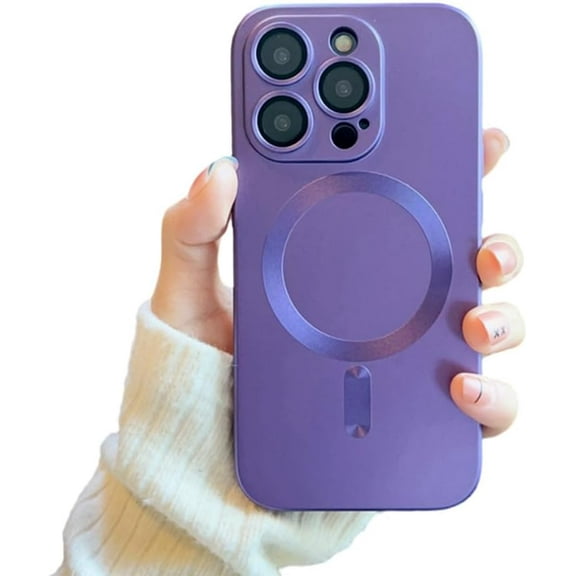 for iPhone Case,[Compatible with MagSafe] Matte Ultra-Thin Metallic Luster Design Full Body Protection Shockproof Cover Phone Case (Purple,iPhone 12 Pro Max)