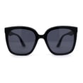thumbnail image 1 of Womens Inset Lens Horn Rim Plastic Oversize Sunglasses All Black, 1 of 4