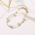 thumbnail image 3 of Rhinestone Balls Double Layered Women Anklet Alloy Beads Adjustable Chain Anklet Foot Accessories, 3 of 8