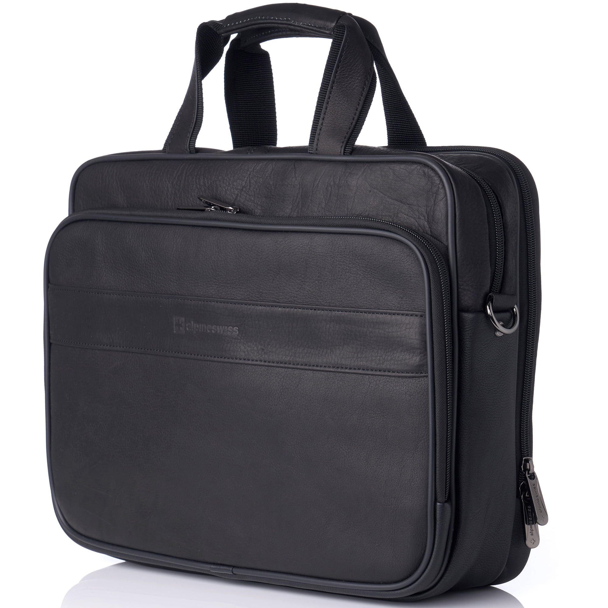 Alpine Swiss Messenger Bag Leather 15.6 Laptop Briefcase Portfolio