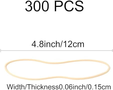 Quivanta Rubber Bands 300Pcs 4.8inch Big Elastic rubber band Light brown rubber bands office supplies File Folders Litter Box (4 4/5" x 1/16")