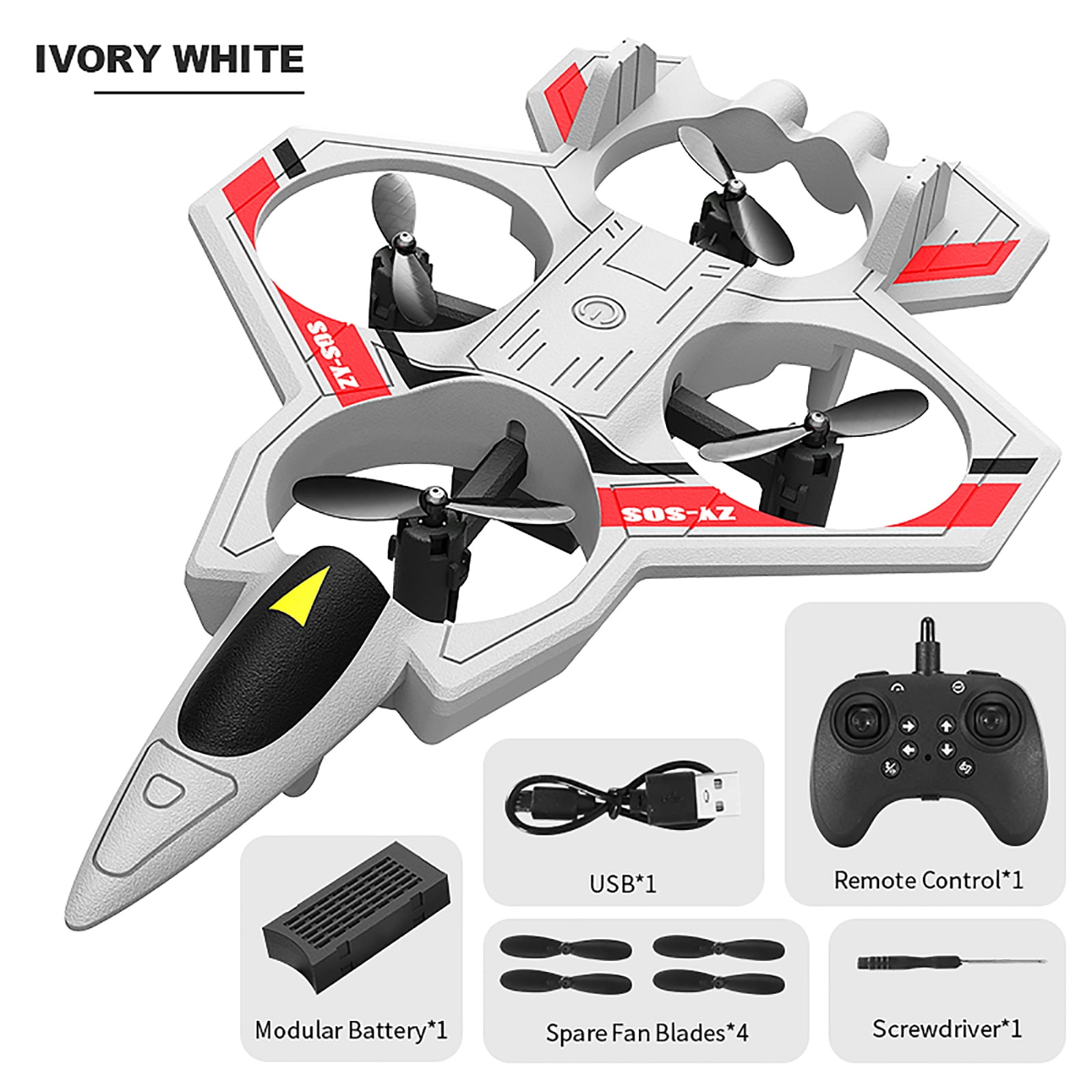 Remote Control Airplane, VTOL RC Plane with 360° Stunts & LED Lights, 2.4G 4-Channel Fighter Jet Drone with Altitude Hold & Easy One-Key Operation for Beginners