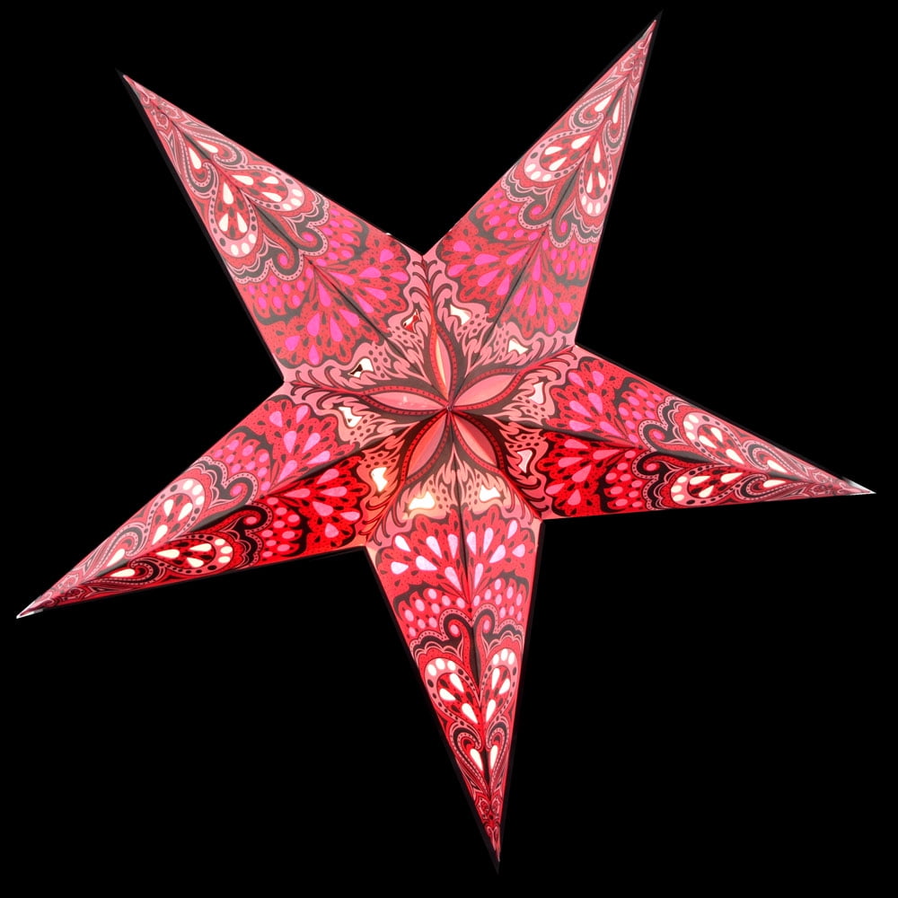 24" Red Pink Rain Paper Star Lantern Hanging Decoration