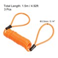 thumbnail image 2 of Unique Bargains Security Steel Cable 3.5mm x 1.5m/4.92ft Coated Spring Luggage Lock Wire Rope with Double Loop Orange 3 Pack, 2 of 5