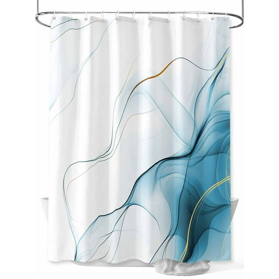 Shower Curtain Blue Water Ripple Bathroom Curtains with Hooks, Waterproof Fabric Marble Modern Art Bath Shower Curtains Set for Bathroom Bathtubs Decor 36x72 Inch