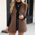 thumbnail image 3 of HTNBO Womens Faux Fur Vest Winter Warm Short Coat Fluffy Shaggy Sleeveless Jacket Fashion Casual Fuzzy Outerwear, 3 of 8