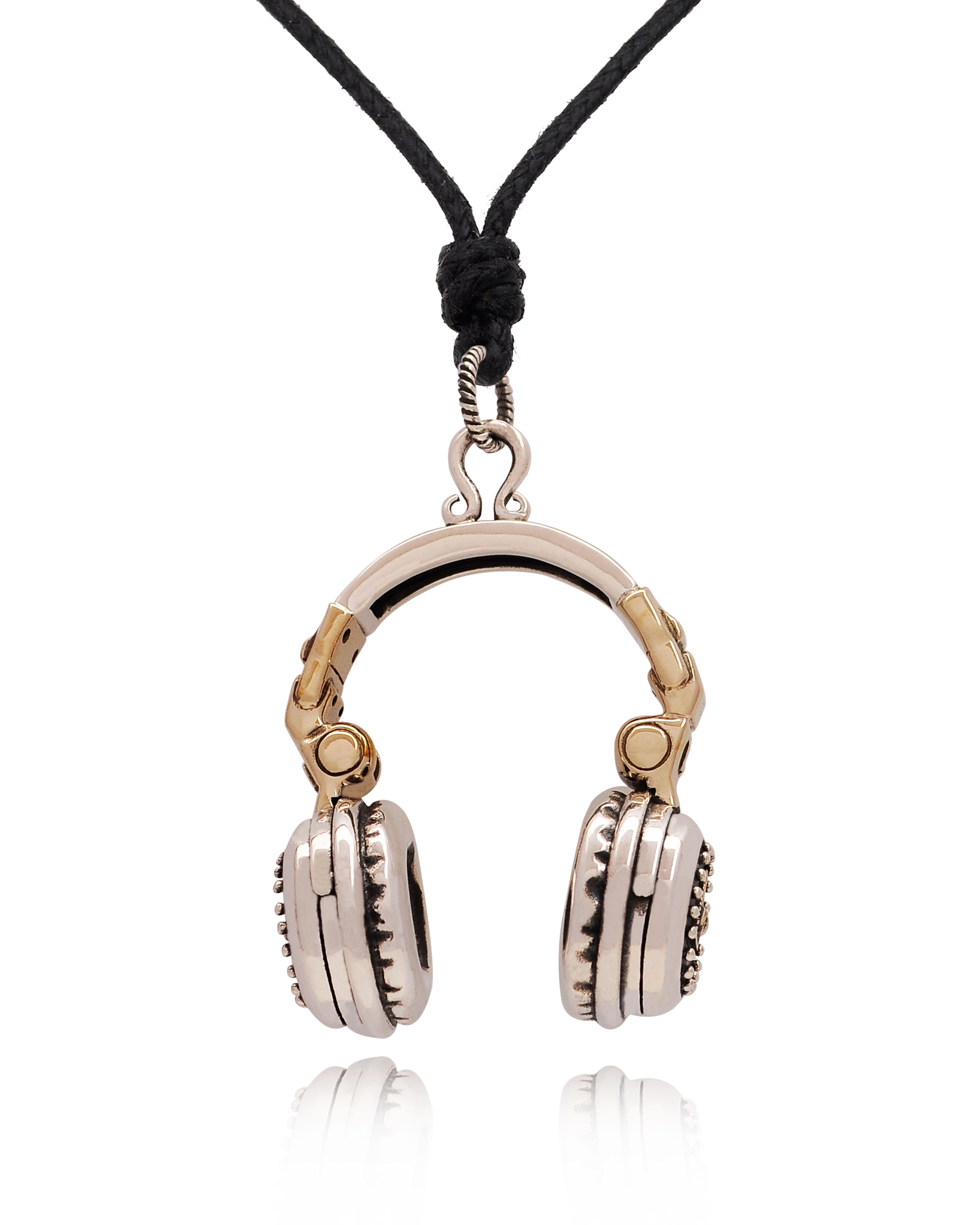 Sterling silver pendant charm Cat earphone