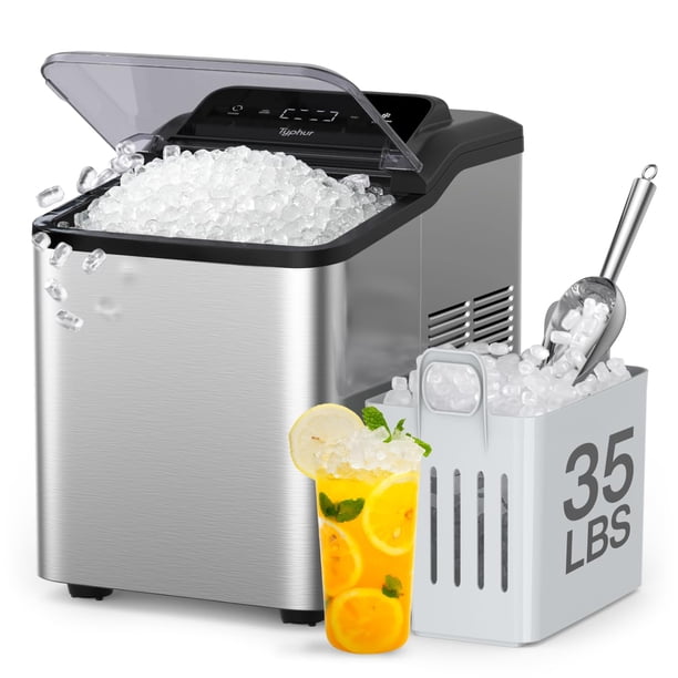 Máquina de Hielo Nugget Typhur Rápida de Sobremesa Acero Inoxidable 16 kg/24h