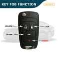 thumbnail image 3 of AKS KEYS New Remote Control Flip Key Case Shell 4B Fit For GM Uncut Blade HU100 (2 Pack), 3 of 4