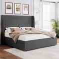 thumbnail image 5 of VanAcc Lift up Storage Bed Queen Size Upholstered Platform Bed Frame, Modern Wingback Headboard, No Box Spring Needed, Dark Grey, 5 of 7