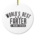 thumbnail image 1 of DistinctInk Hanging Ceramic Christmass Tree Ornament with Gold String - Great Gift / Present - 2 3/4 inch diameter - World's Best FARTER, I Mean Father, 1 of 2