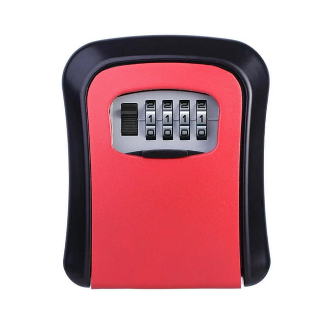 Wall Mounted 4-Digit Combination Key Safe with 10,000 Code Options, Holds 5 Keys, Includes Mounting Hardware for Secure Home, Car, or Padlock Storage Akmoler | Plastic, Red