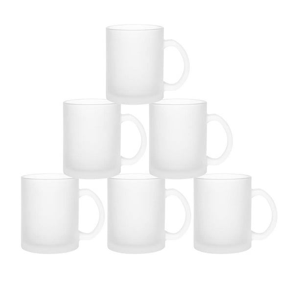 MR.R 11oz Set of 6 Sublimation Blanks Frosted Glass Mug,Coffee Mugs with Handle for Heat Thermal Coating Transfer