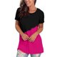 thumbnail image 3 of Gibobby Blusa de Trabajo de Manga Corta Camisetas holgadas para mujer, camisetas verano manga corta, camisetas informales túnica Yoga para entrenamiento, c(Rosa caliente,XL), 3 of 5