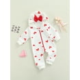 thumbnail image 3 of Newborn Baby Girl Winter Clothes Baby Snow Suit Infant Strawberry Jumpsuit Hooded Romper Snowsuit Warm Fleece Bunting, 3 of 9