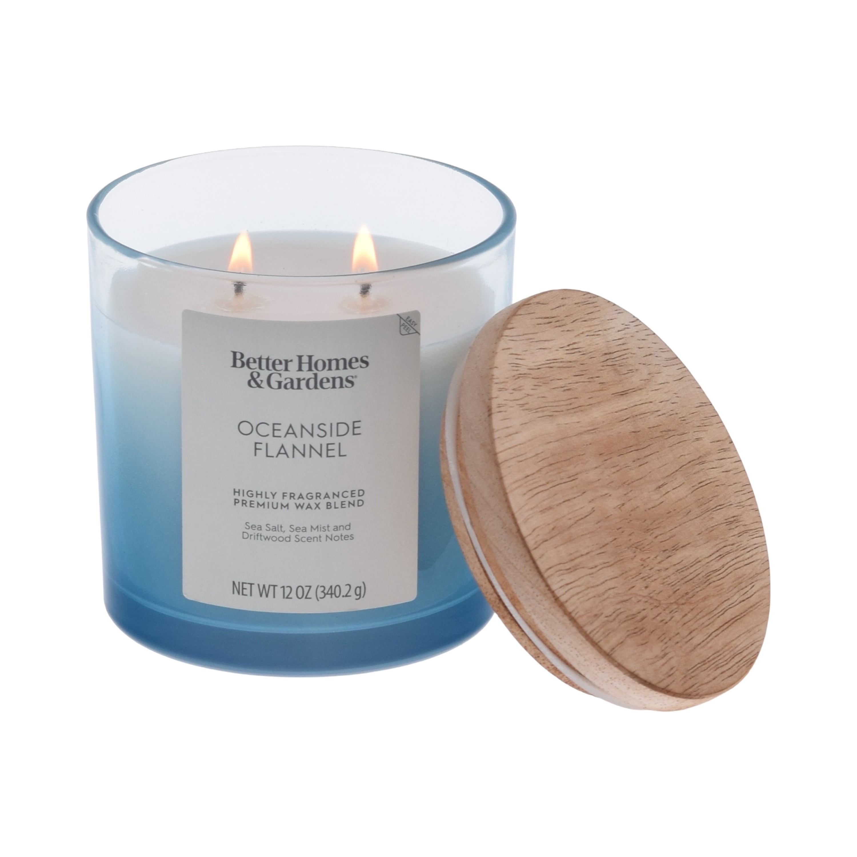 (4 pack) Better Homes and Gardens Oceanside Flannel Scented 2-Wick Ombre Jar Candle 12oz.