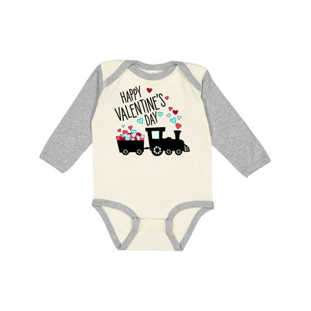 

Inktastic Happy Valentine s Day- train Boys or Girls Long Sleeve Baby Bodysuit