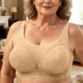 thumbnail image 2 of Feancey Push Up Bras for Older Women Plus Size Full Coverage Wireless Bra Mesh Breathable Comfort Bra Adjustable Straps Casual Everyday Brassiere Beige 36, 2 of 10