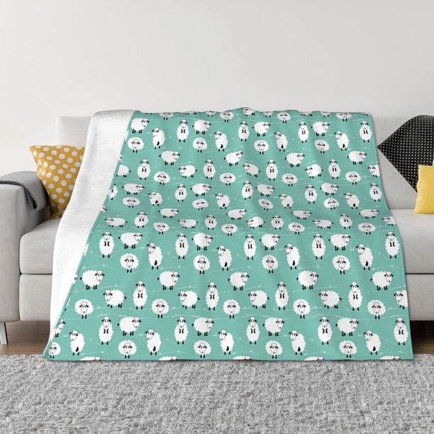 Fotbe Cute Sheeps Manta de Franela con Estampado, Manta Ultrasuave para Cama, Sofá, Auto, Hipoalergénica y Antibolitas-60"x50"