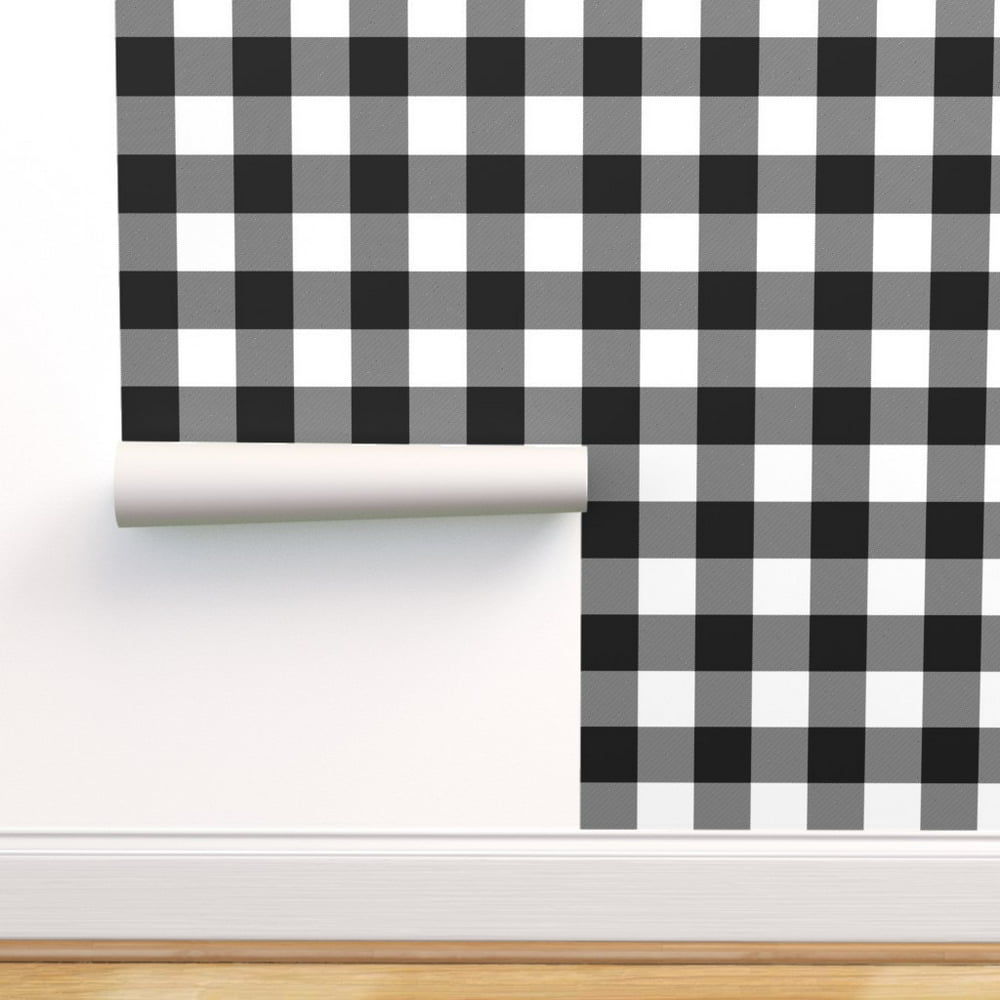 PeelandStick Removable Wallpaper Black And White Plaid Rustic Check Buffalo