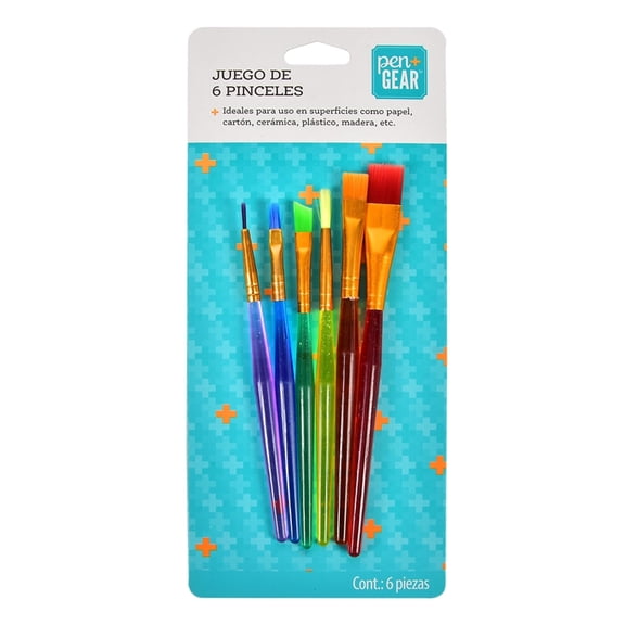 Pinceles Pen+Gear Multicolor 6 Piezas
