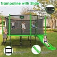 thumbnail image 5 of Jump Into Fun Trampoline 16 15 14 12FT for 5-7 Kids/ 1-2 Adults, Trampoline with Slide, Enclosure, Basketball Hoop, LED Light and More, 1200LBS Heavy Duty Galvanized Outdoor Trampoline for Family, 5 of 7
