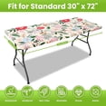 thumbnail image 6 of decorUhome Rectangle Spandex Fitted Tablecloth 6 FT Tables, Washable Picnic Table Cover with Elastic, Washable Reusable Table Cloth for Dining (Beige Flower, 30"x72"), 6 of 7