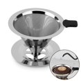 thumbnail image 1 of Filtro de café, gotero de malla de acero inoxidable reutilizable, filtro de café de cono de goteo sin papel con soporte, herramientas de cocina para cafetera manual, 1-3 tazas, 1 of 4