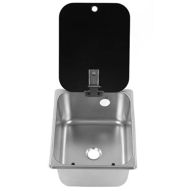 Fregadero de cocina para RV Bling Bling de acero inoxidable 304 y vidrio templado 300x240x150 mm