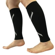 1 Pair Calf Compression Sleeve Calf Brace Leg Support Sleeves for Shin Splint Calf Pain Recovery Running Cycling Travel - Size M (Black)