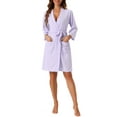 thumbnail image 2 of INSPIRE CHIC Women's Waffle Bathrobe Chenille Soft Kimono Spa & Bath Mid-Length Robes M Purple, 2 of 6