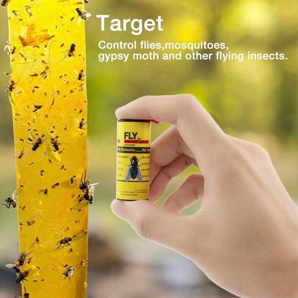 16-80x Sticky Fly Trap Ribbon Paper Tape Insect Bug Catcher Strip Fly  Killer