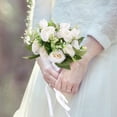 thumbnail image 2 of Wedding Bouquets for Bride Bridesmaid Bouquet Champagne Artificial Roses Flowers for Wedding Valentine's Day Church Home Decoration, 2 of 7