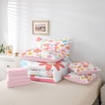 thumbnail image 6 of meiyoeat Cute Floral Initial Print 7-Piece Twin Bedding Sets For Girls,Multicolor Flowers Monogrammed H Letter Bedding Comforter Set For Kids,pink Reversible, 6 of 7