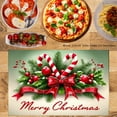 thumbnail image 2 of JOOCAR Merry Christmas Candy Cane and Holly Design Linen Table Mats Set of 4 for Home Kitchen Table Decor 12x18 inch, 2 of 5