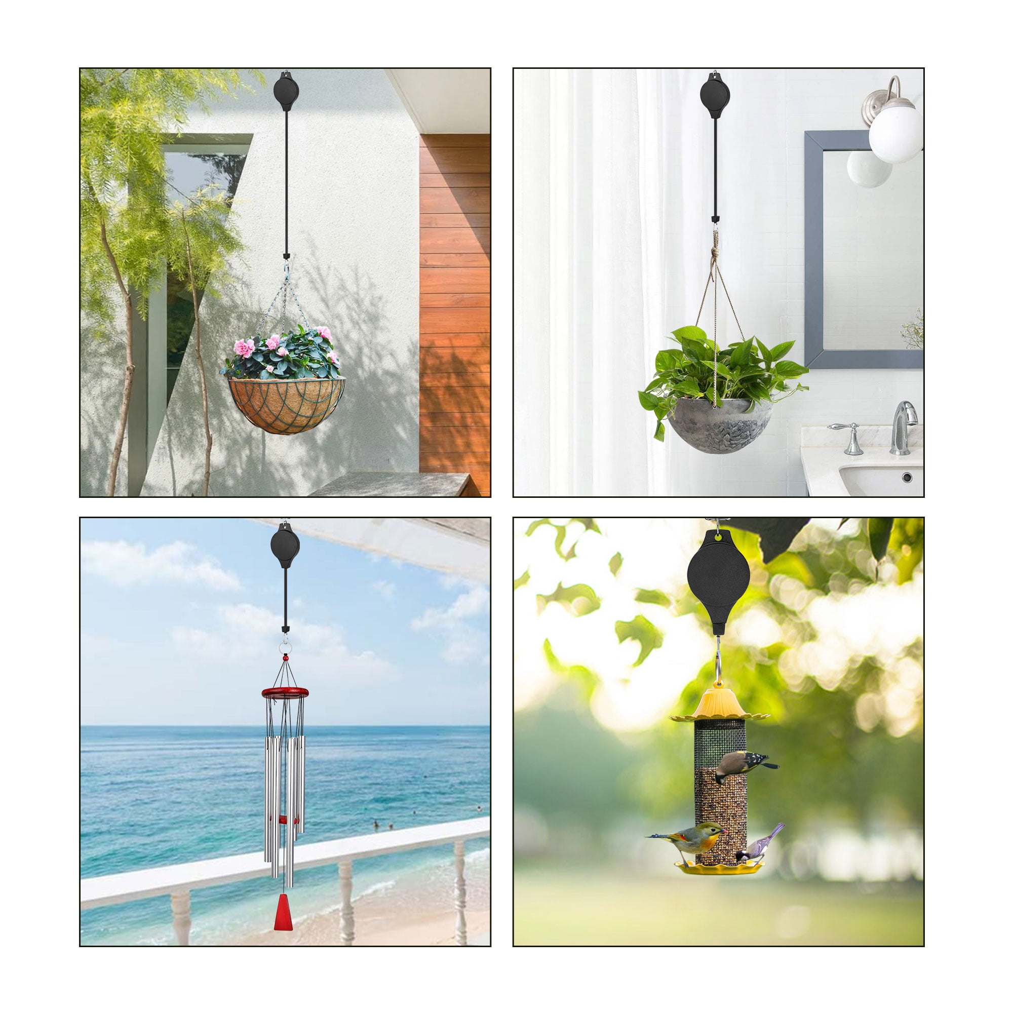 EEEkit 4pcs Plant Pulley Hanger Retractable Hanging Planters