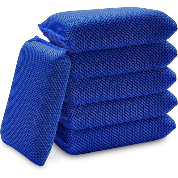 Mesh Bug Sponge, Car Wash Sponge for Cleaning Bugs and Tar, Royal Blue, 4 inch by 7 inch, 6 Pack