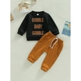 thumbnail image 2 of Bagilaanoe Toddler Baby Boy Long Pants Set Letter Print Long Sleeve Sweatshirt Pullover Tops + Drawstring Sweatpants 3M 6M 12M 18M 24M 3T Kids Casual Sweatsuits, 2 of 9