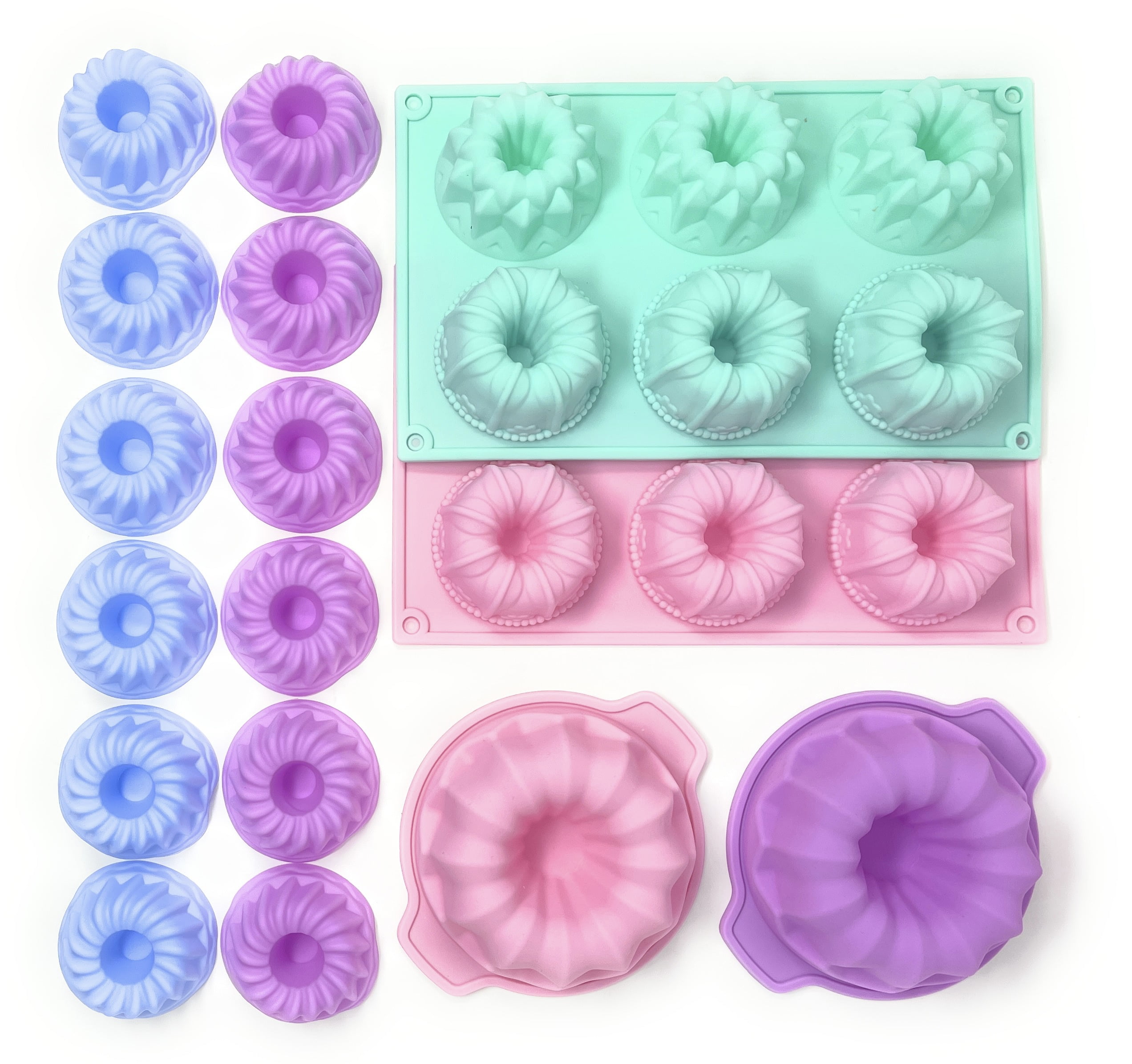 Ultimate Mini Bundt Cake Pan Set 16 Piece NonStick Silicone Bakeware