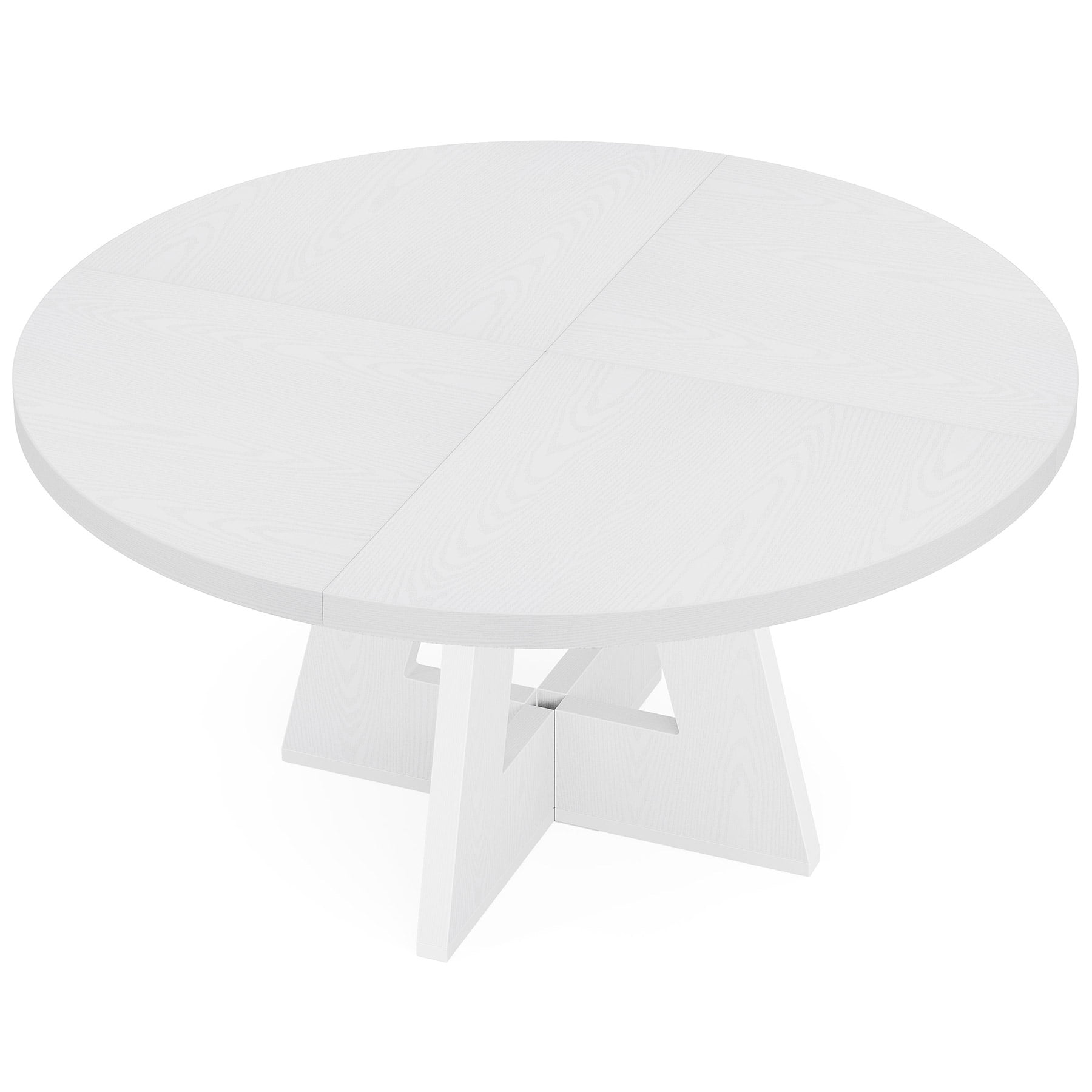 MAYEERTY 47 Inch Farmhouse Round Dining Table, Wooden Kitchen Dinner Table for 4 People with Sturdy Metal Frame