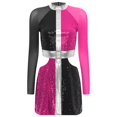 thumbnail image 3 of Jhaoyu 60's Fancy Dress for Women Color Block Sparkly Sequins Mini Dress Stage Show Outfits Hot Pink 4XL, 3 of 5