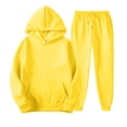 thumbnail image 2 of Men's Tracksuit 2 Piece Long Sleeve Hoodie and Sweatpants Set Solid Athletic Sweatsuits Casual Jogging Suit Sets Yellow 4XL, 2 of 6