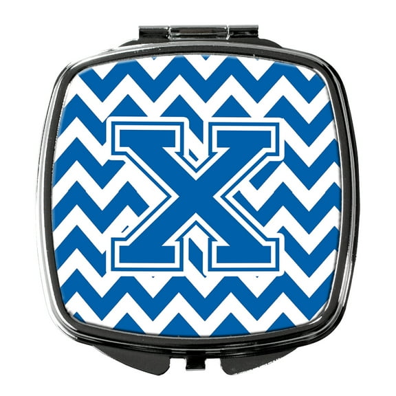 Letter X Chevron Blue and White Compact Mirror CJ1056-XSCM