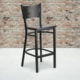 thumbnail image 2 of Flash Furniture 2 Pk. HERCULES Series Black Coffee Back Metal Restaurant Barstool - Walnut Wood Seat, 2 of 8